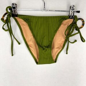 J.Crew Wide-Rib High-Rise Bikini Bottom Dark Green Ladies Size M‎ NEW